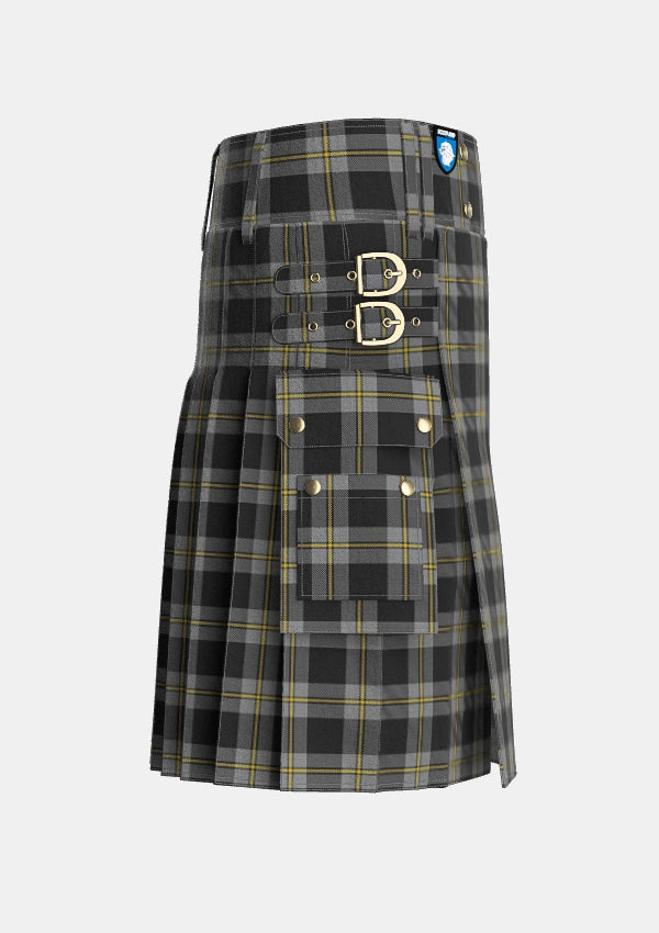 Utility_Perry_Ancient_Personal_Tartan_1213_kilt_right_image_with_pleated_design_and_adjustable_buckles_for_men