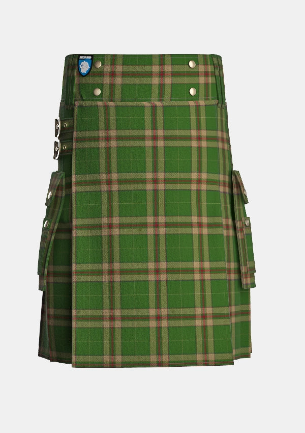 Utility_Pettigrew_J_Family_Tartan_14421_kilt_front_image_with_pleated_design_and_adjustable_buckles_for_men