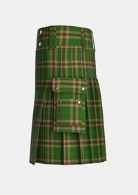 Utility_Pettigrew_J_Family_Tartan_14421_kilt_left_image_with_pleated_design_and_adjustable_buckles_for_men