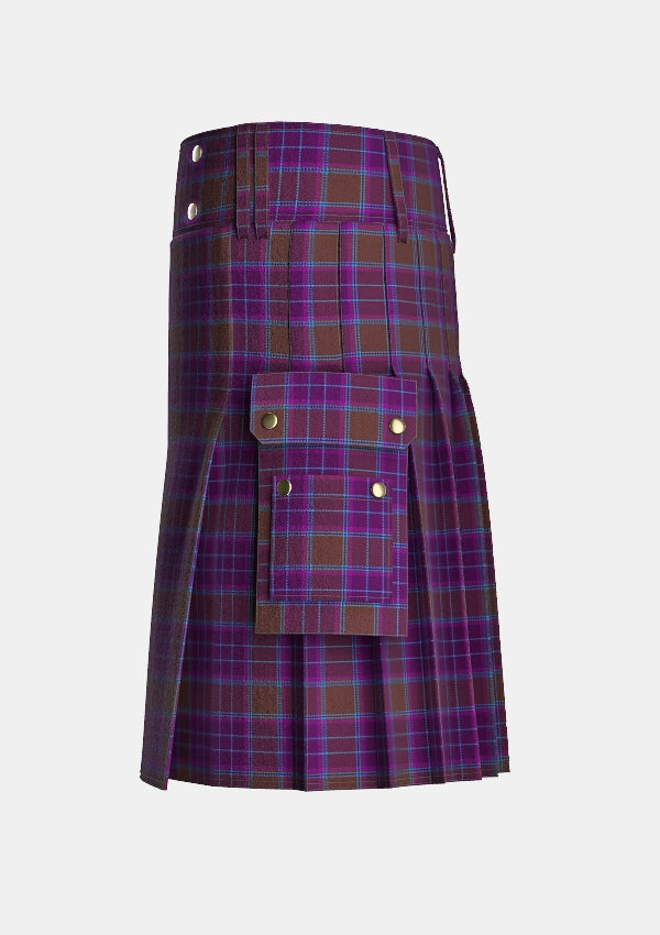 Utility_Phillips_tartan_3914_kilt_left_image_with_pleated_design_and_adjustable_buckles_for_men