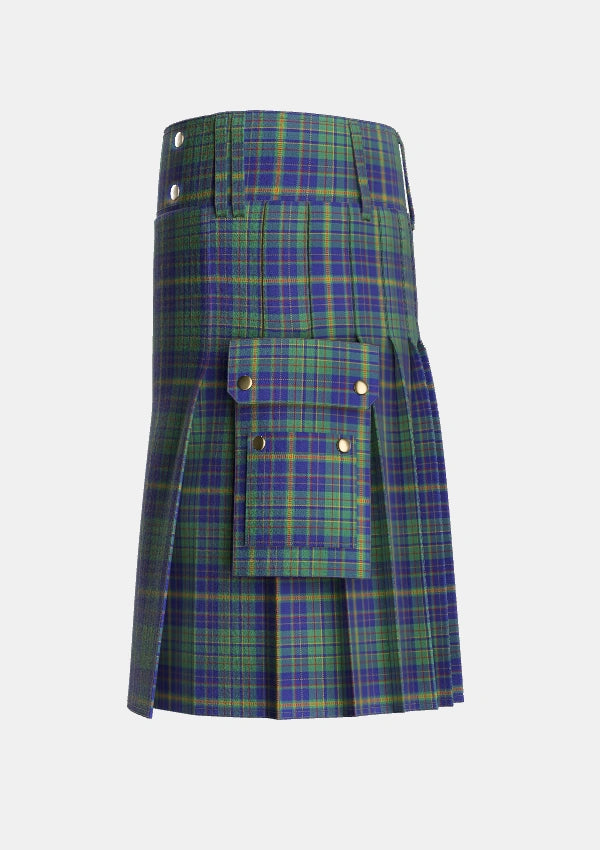 Utility_Platt_Tartan_749_kilt_left_image_with_pleated_design_and_adjustable_buckles_for_men