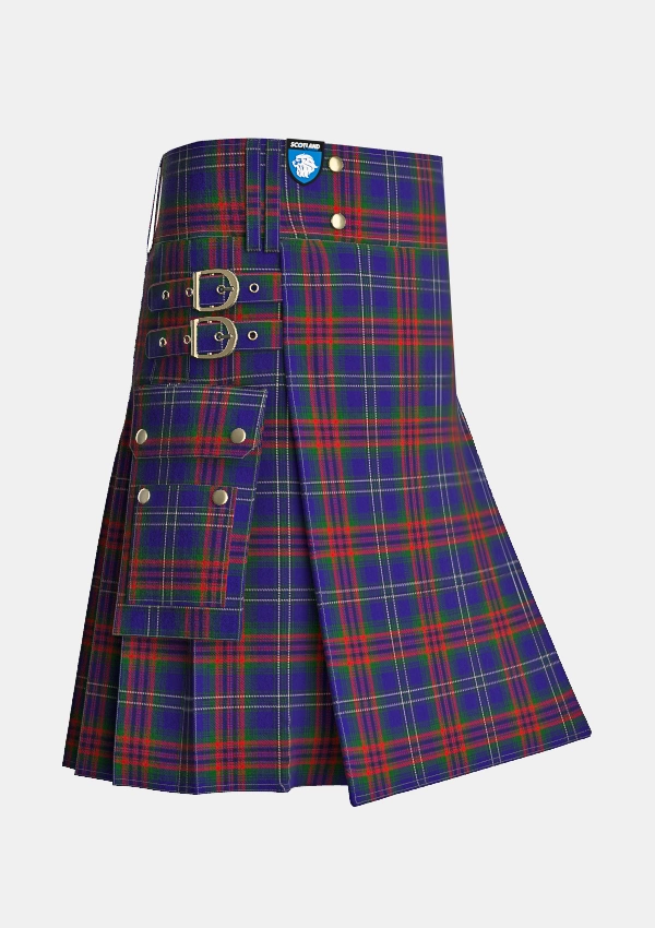 Utility_Prentice_M_Tartan_14047_kilt_side_image_with_pleated_design_and_adjustable_buckles_for_men