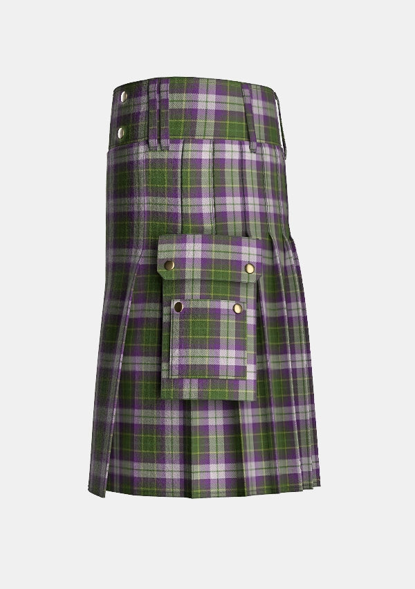 Utility_Prickly_Thistle_Tartan_10805_kilt_left_image_with_pleated_design_and_adjustable_buckles_for_men