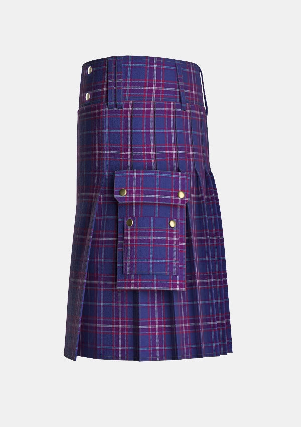 Utility_Pride_of_Fife_Tartan_3123_kilt_left_image_with_pleated_design_and_adjustable_buckles_for_men