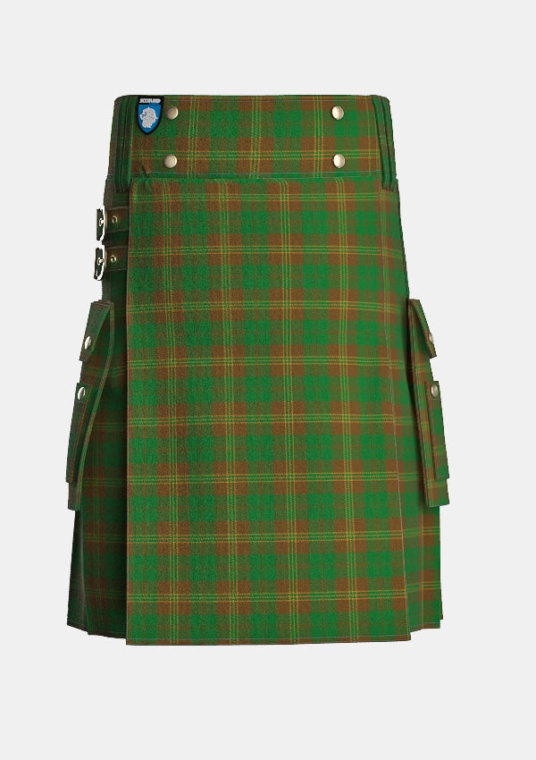 Utility_Prince_David_Tartan_826_kilt_front_image_with_pleated_design_and_adjustable_buckles_for_men