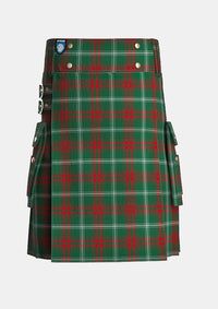 Utility_Prince_of_Wales_tartan_3306_kilt_front_image_with_pleated_design_and_adjustable_buckles_for_men