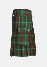 Utility_Prince_of_Wales_tartan_3306_kilt_left_image_with_pleated_design_and_adjustable_buckles_for_men