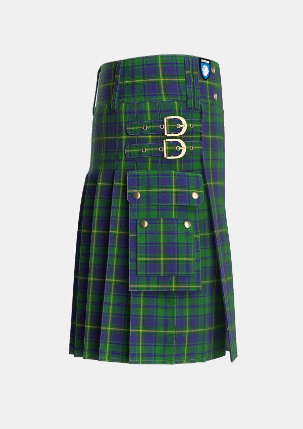 Utility_Princess_Beatrice_Hunting_Tartan_545_kilt_right_image_with_pleated_design_and_adjustable_buckles_for_men