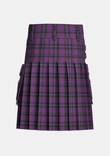 Utility_Purple_Tartan_kilt_back_image_with_pleated_design_and_adjustable_buckles_for_men