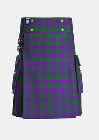 Utility_Rae_Tartan_100_kilt_front_image_with_pleated_design_and_adjustable_buckles_for_men