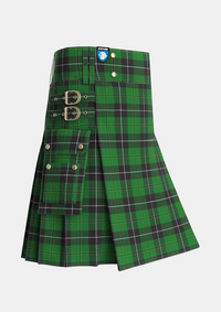 Utility_Raeside_Tartan_6633_kilt_side_image_with_pleated_design_and_adjustable_buckles_for_men