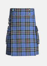 Utility_Rangers_tartan_kilt_front_image_with_pleated_design_and_adjustable_buckles_for_men