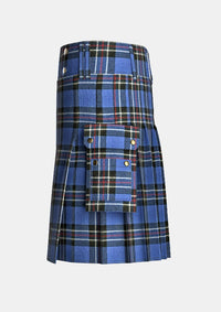 Utility_Rangers_tartan_kilt_left_image_with_pleated_design_and_adjustable_buckles_for_men