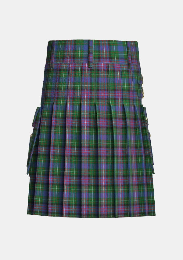 Utility_Rankin_tartan_188_kilt_back_image_with_pleated_design_and_adjustable_buckles_for_men
