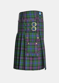 Utility_Rankin_tartan_188_kilt_right_image_with_pleated_design_and_adjustable_buckles_for_men