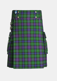 Utility_Rankine_Tartan_292_kilt_front_image_with_pleated_design_and_adjustable_buckles_for_men