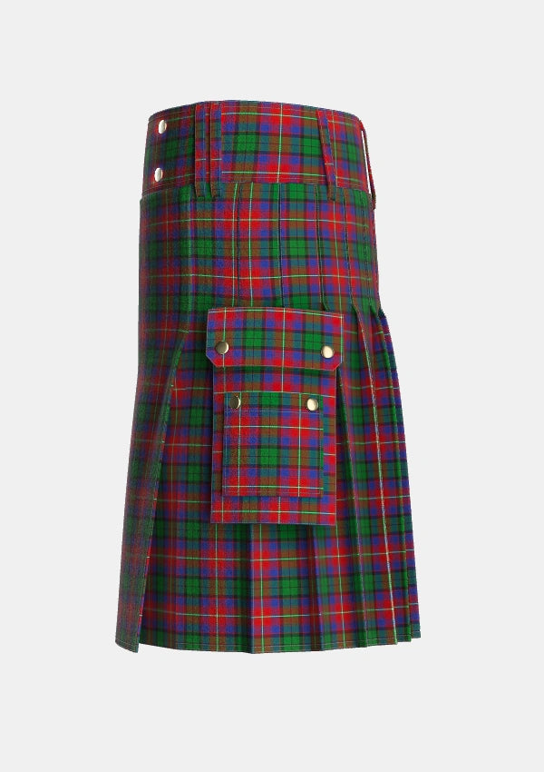 Utility_Rattray_of_Lude_Tartan_1096_kilt_left_image_with_pleated_design_and_adjustable_buckles_for_men