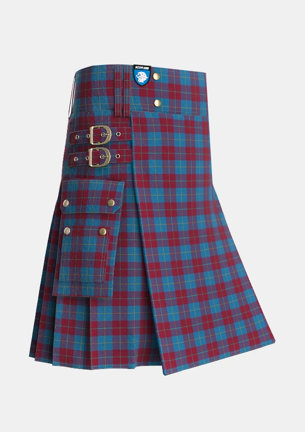 Utility_Reagan_Tartan_6427_kilt_side_image_with_pleated_design_and_adjustable_buckles_for_men