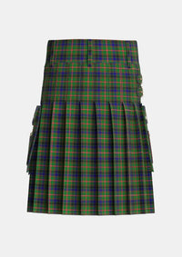 Utility_Reid_Green_Tartan_2066_kilt_back_image_with_pleated_design_and_adjustable_buckles_for_men