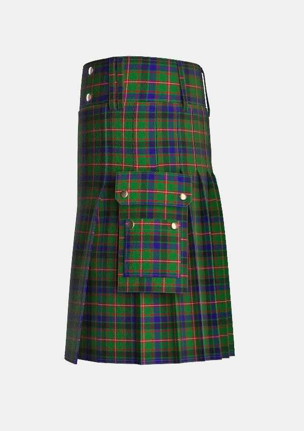 Utility_Reid_tartan_2066_kilt_left_image_with_pleated_design_and_adjustable_buckles_for_men