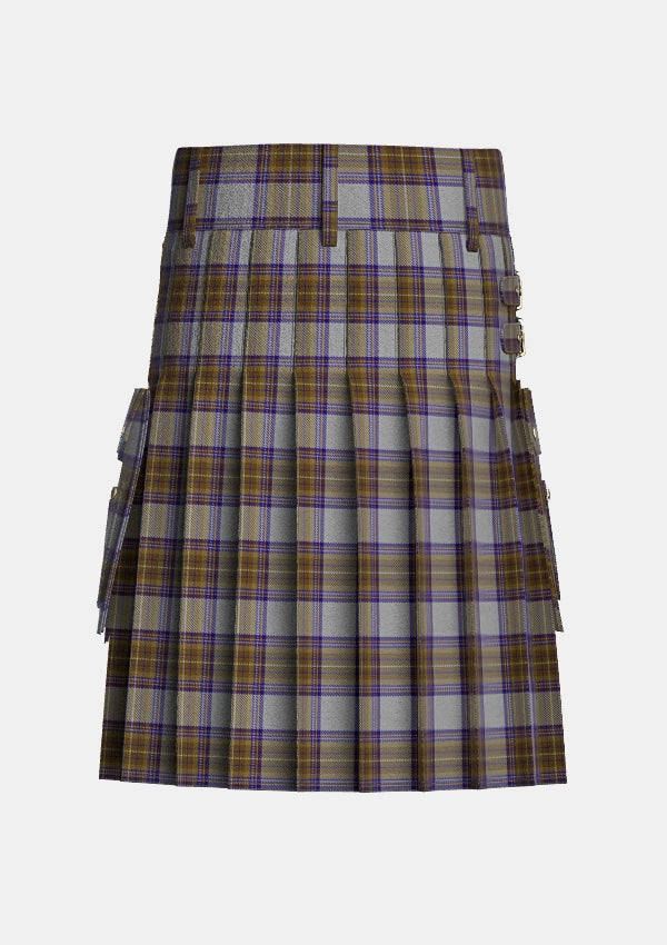 Utility_Renfrew_Tartan_5414_kilt_back_image_with_pleated_design_and_adjustable_buckles_for_men