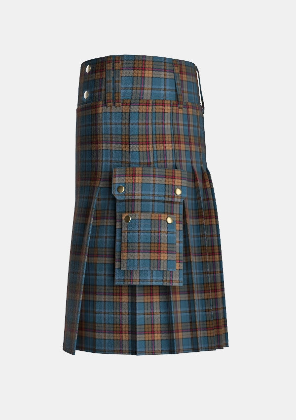 Utility_Renton_Tartan_7192_kilt_left_image_with_pleated_design_and_adjustable_buckles_for_men