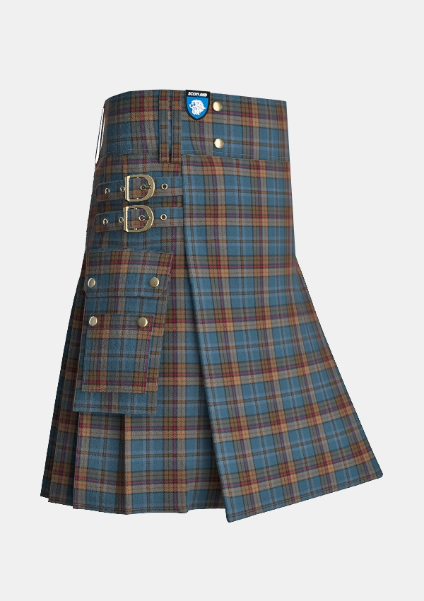 Utility_Renton_Tartan_7192_kilt_side_image_with_pleated_design_and_adjustable_buckles_for_men