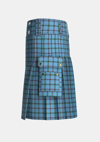 Utility_Richard_Moriarty_Tartan_kilt_left_image_with_pleated_design_and_adjustable_buckles_for_men