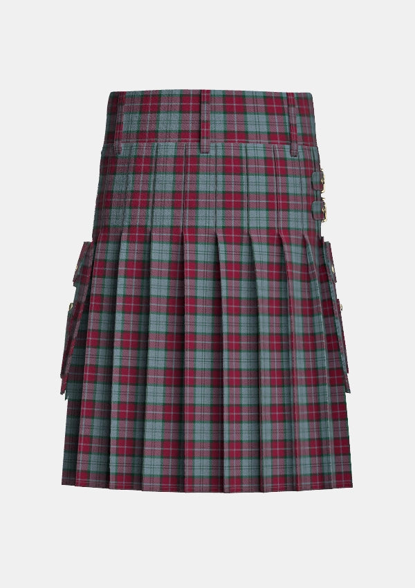 Utility_Rob_Roy_Tartan_7026_kilt_back_image_with_pleated_design_and_adjustable_buckles_for_men