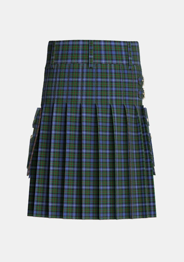 Utility_Robertson_Hunting_2_Tartan_336_kilt_back_image_with_pleated_design_and_adjustable_buckles_for_men