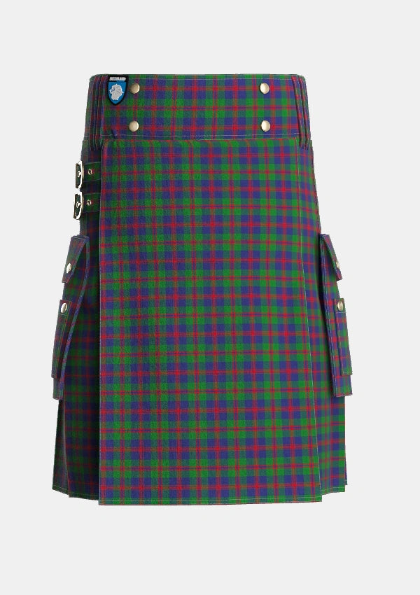 Utility_Robertson_Struan_Tartan_530_kilt_front_image_with_pleated_design_and_adjustable_buckles_for_men