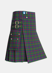 Utility_Robertson_Struan_Tartan_530_kilt_side_image_with_pleated_design_and_adjustable_buckles_for_men