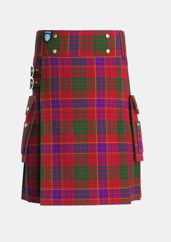 Utility_Ross_3_Tartan_863_kilt_front_image_with_pleated_design_and_adjustable_buckles_for_men