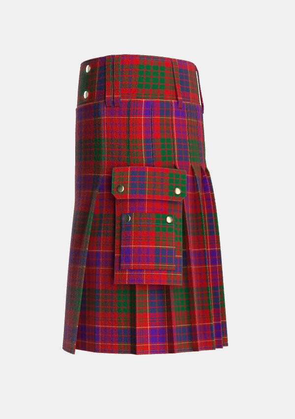 Utility_Ross_3_Tartan_863_kilt_left_image_with_pleated_design_and_adjustable_buckles_for_men