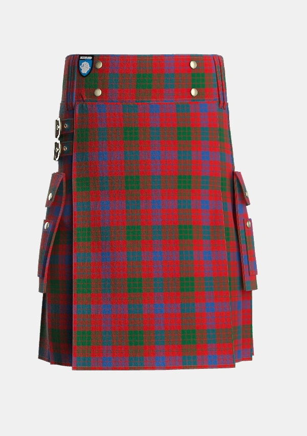 Utility_Ross_4_Tartan_864_kilt_front_image_with_pleated_design_and_adjustable_buckles_for_men