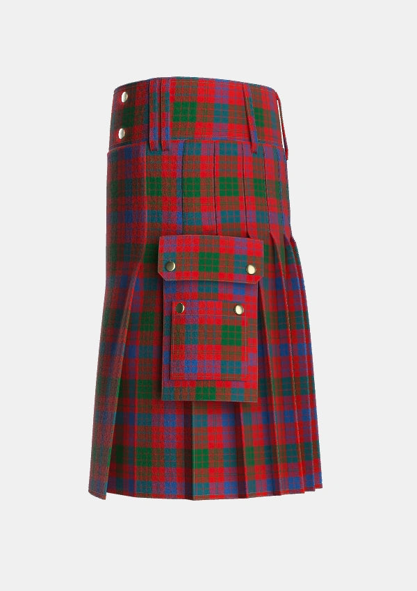Utility_Ross_4_Tartan_864_kilt_left_image_with_pleated_design_and_adjustable_buckles_for_men