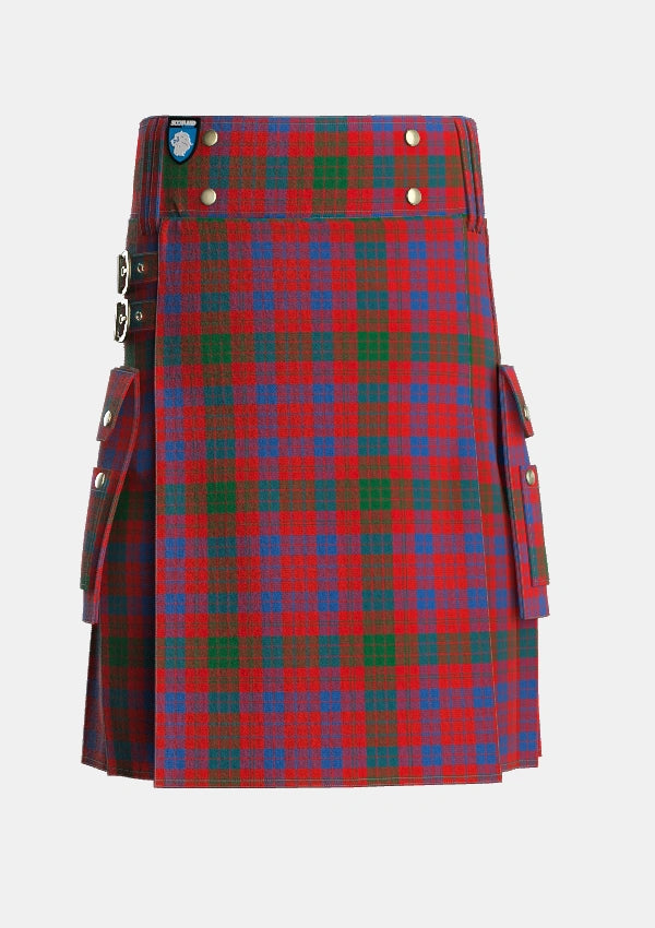 Utility_Ross_5_Tartan_882_kilt_front_image_with_pleated_design_and_adjustable_buckles_for_men