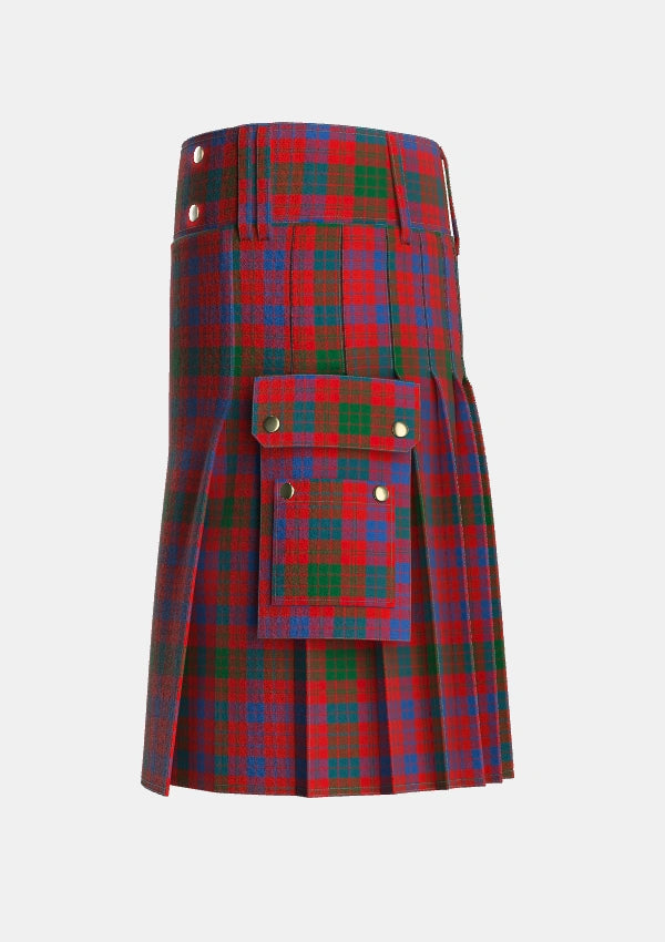 Utility_Ross_5_Tartan_882_kilt_left_image_with_pleated_design_and_adjustable_buckles_for_men