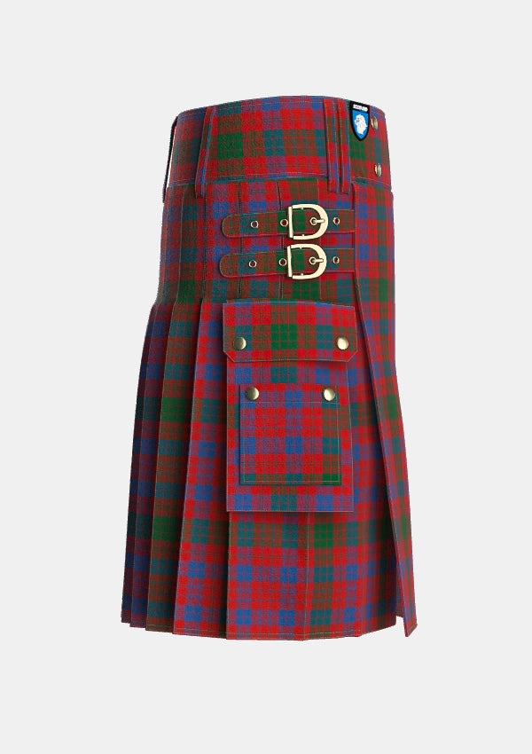 Utility_Ross_5_Tartan_882_kilt_right_image_with_pleated_design_and_adjustable_buckles_for_men