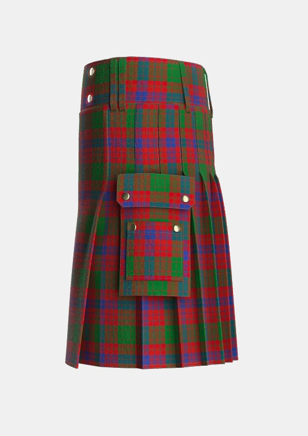 Utility_Ross_6_Tartan_883_kilt_left_image_with_pleated_design_and_adjustable_buckles_for_men