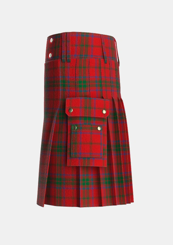 Utility_Ross_7_Tartan_901_kilt_left_image_with_pleated_design_and_adjustable_buckles_for_men
