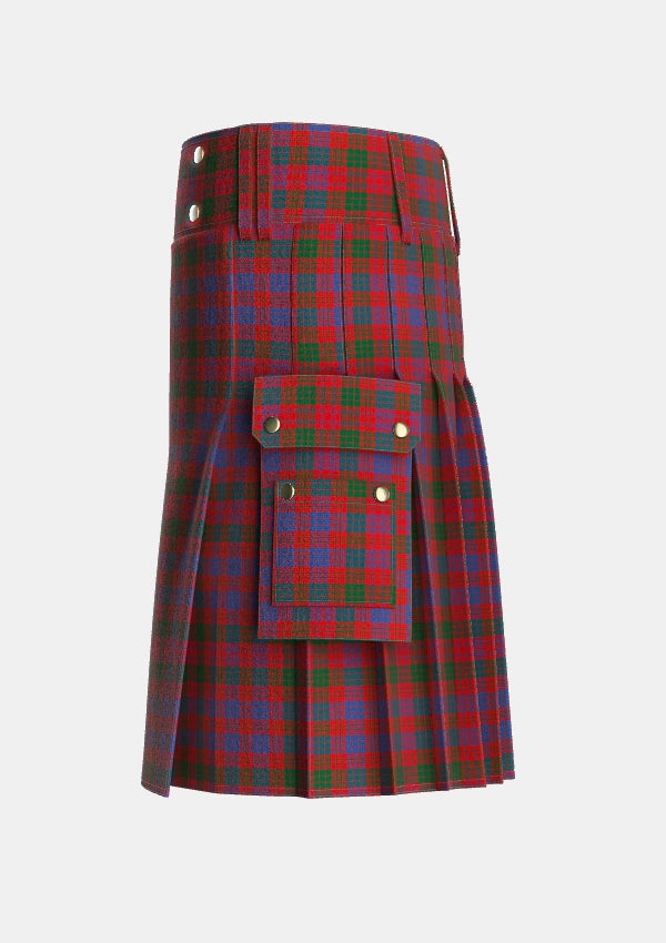 Utility_Ross_8_Tartan_1403_kilt_left_image_with_pleated_design_and_adjustable_buckles_for_men