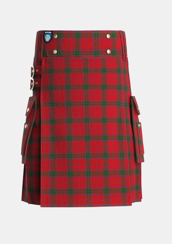 Utility_Ross_Two_Tartan_462_kilt_front_image_with_pleated_design_and_adjustable_buckles_for_men