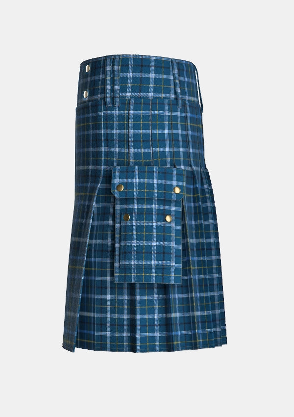Utility_Royal_Navy_tartan_12621_kilt_left_image_with_pleated_design_and_adjustable_buckles_for_men