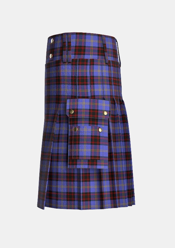 Utility_Rutherford_tartan_6926_kilt_left_image_with_pleated_design_and_adjustable_buckles_for_men