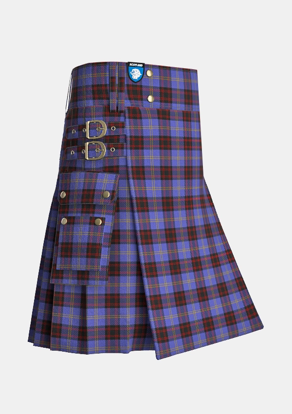 Utility_Rutherford_tartan_6926_kilt_side_image_with_pleated_design_and_adjustable_buckles_for_men