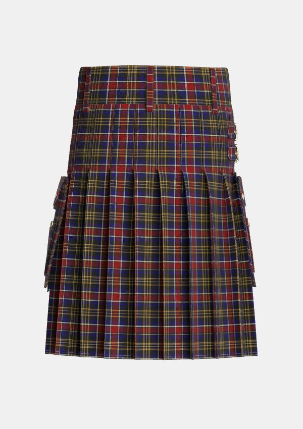 Utility_Ruxton_Tartan_2378_kilt_back_image_with_pleated_design_and_adjustable_buckles_for_men