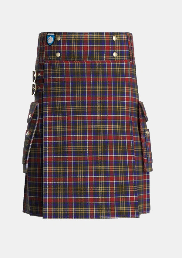 Utility_Ruxton_Tartan_2378_kilt_front_image_with_pleated_design_and_adjustable_buckles_for_men