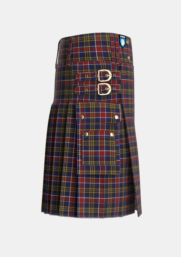 Utility_Ruxton_Tartan_2378_kilt_right_image_with_pleated_design_and_adjustable_buckles_for_men