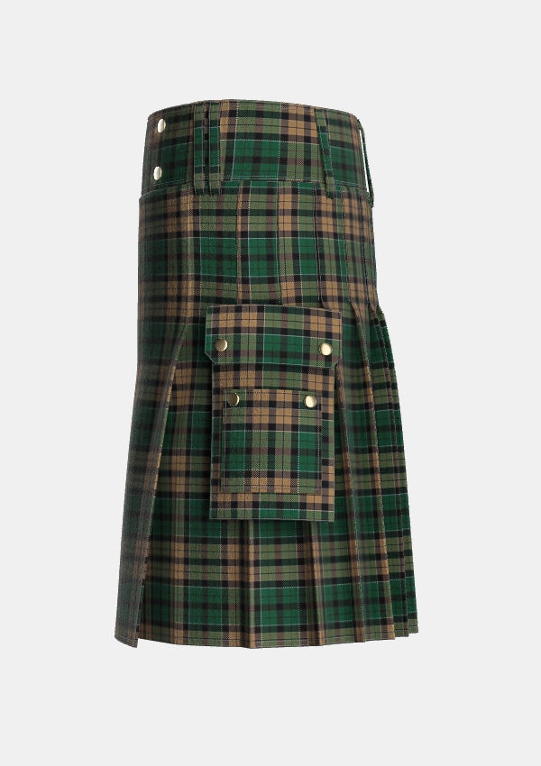 Utility_Sackett_Tartan_6918_kilt_left_image_with_pleated_design_and_adjustable_buckles_for_men